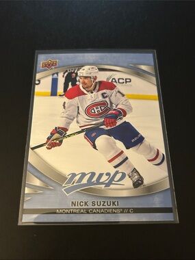 Upper Deck MVP Nick Suzuki Montreal Canadiens Hockey Card - White/Red/Blue